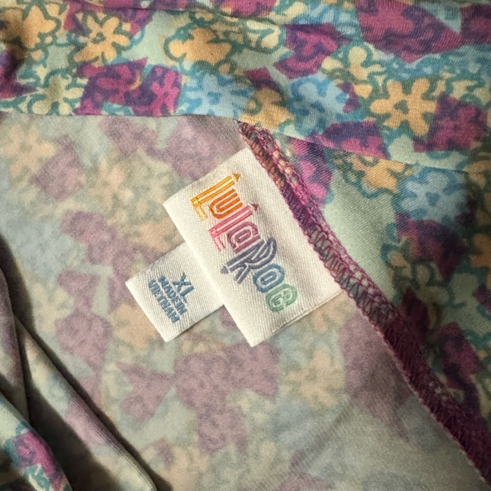 LuLaRoe Sz XL Pastel Multi-Color Floral Print Stretch Maxi Skirt - Picture 5 of 7